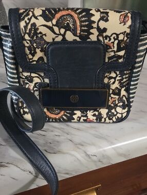 Tory Burch Navy and Cream Floral Crossbody